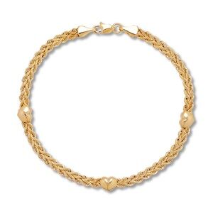 10K Elegant Gold Heart Bracelet